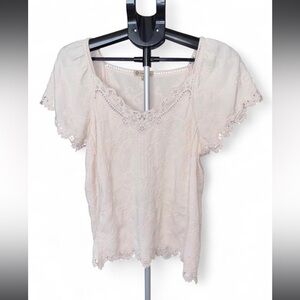 Democracy Light Cream Lace Blouse